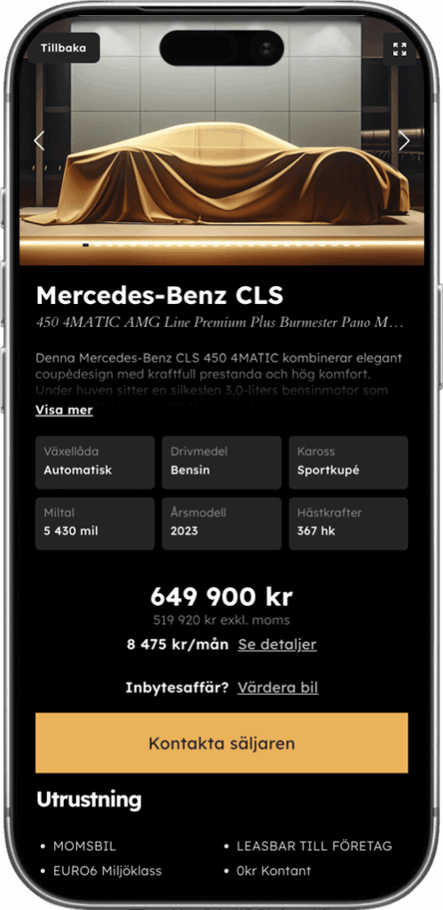 Med Swapi Blocket / Bytbil API Koppling - Digital bilhall - Mobil