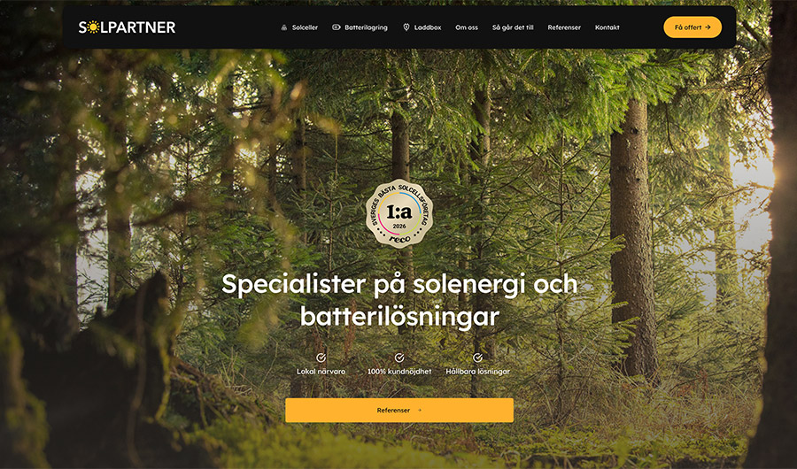 Solpartner - Batterilagring, Solceller & laddbox